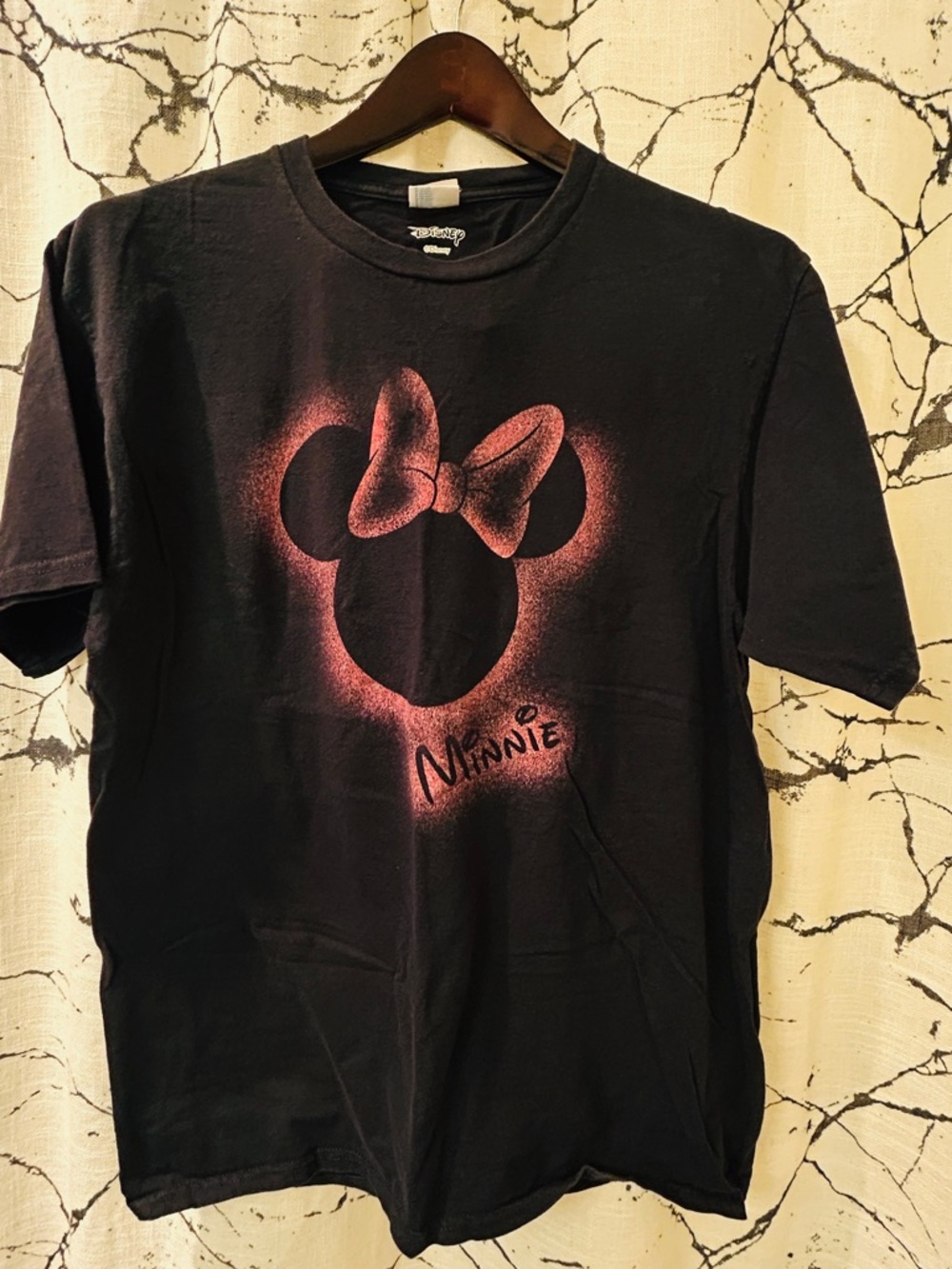 Disney Black Tee with Pink Minnie Silhouette
